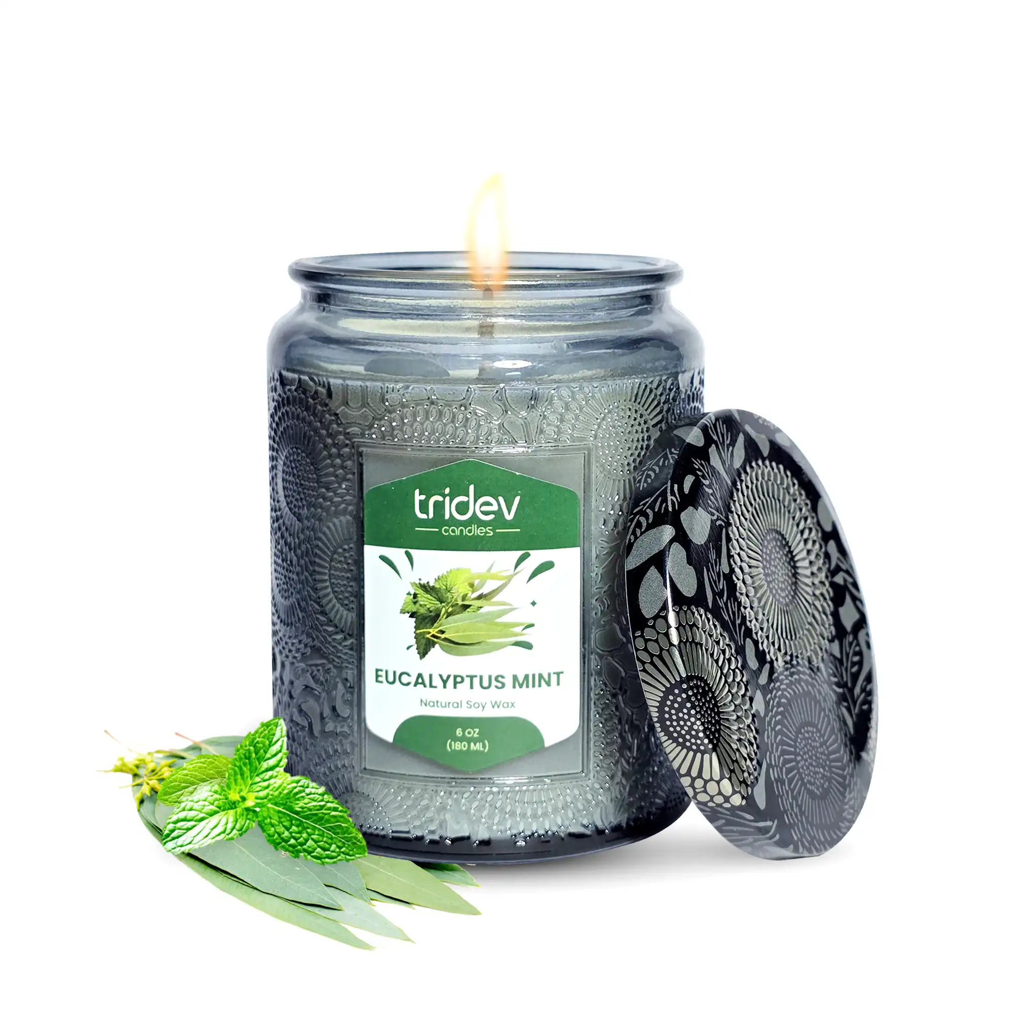 Handmade eucalyptus mint candle