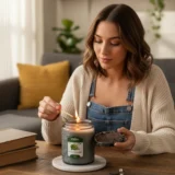 Eucalyptus mint candle image from Tridev Candles showcasing refreshing herbal scent, handcrafted quality, and soothing cool home ambiance.