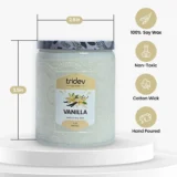 Vanilla candle image from Tridev Candles showcasing sweet comforting fragrance, handcrafted design, and warm cozy home ambiance experience.