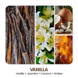 Vanilla candle image from Tridev Candles showcasing rich sweet fragrance, handcrafted quality, and warm cozy soothing home ambiance.